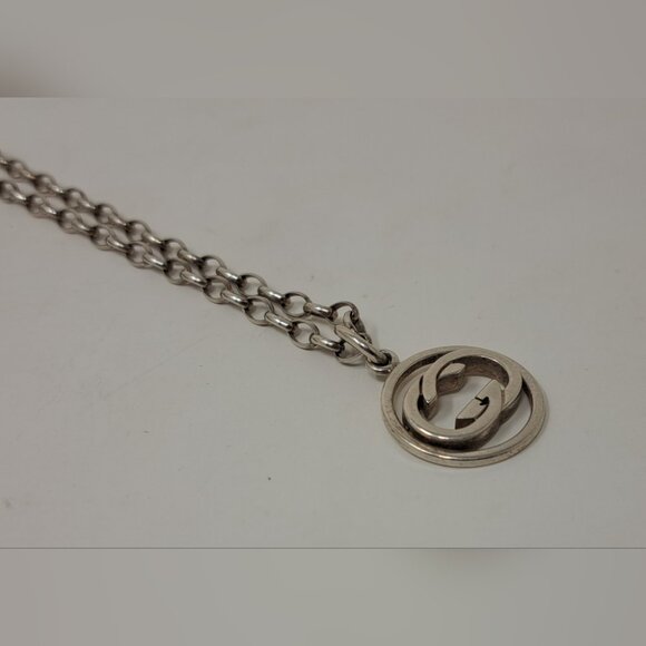 Gucci Women's Interlocking GG Logo Chain Necklace Sterling Silver AG 925 11" - Picture 2 of 16